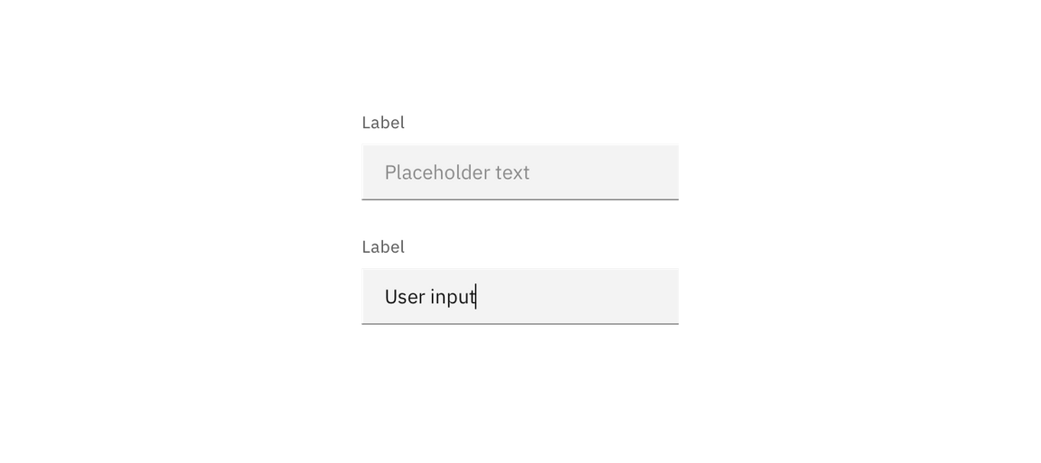 Default and user input states for text input in both field colors